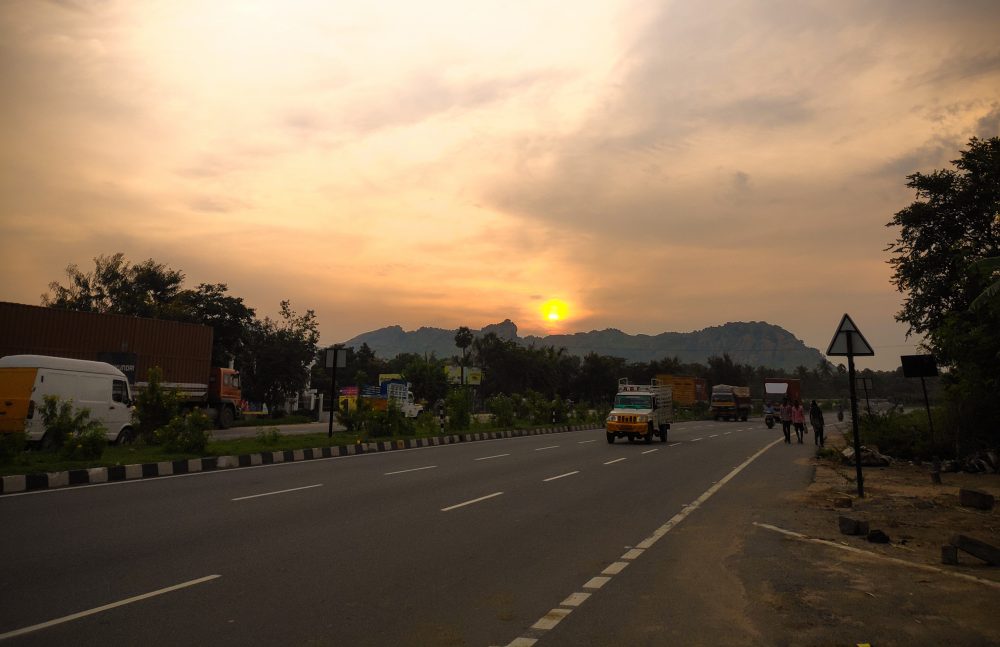 Highway With Jawadhu Hills In Backdrop