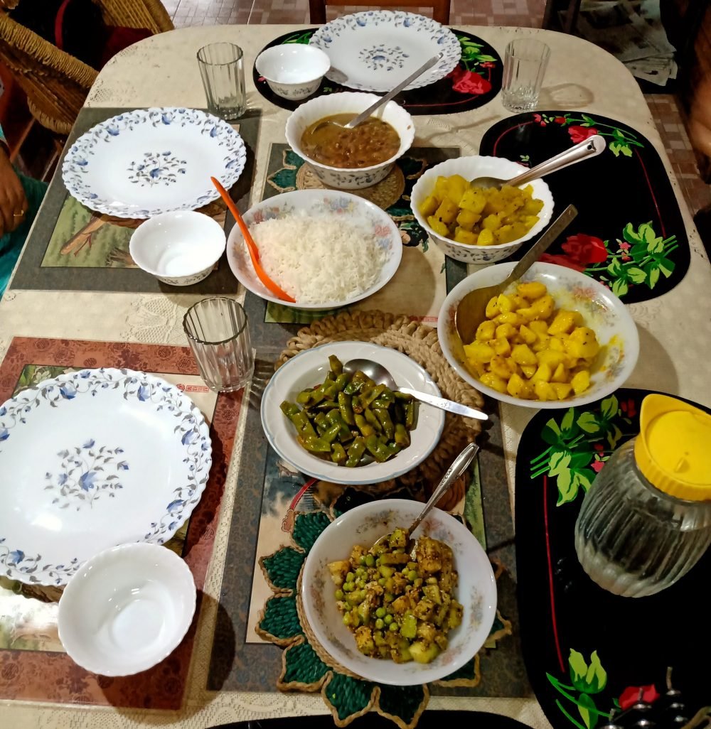 A Traditional Nepali Lunch With Homegrown Vegetables